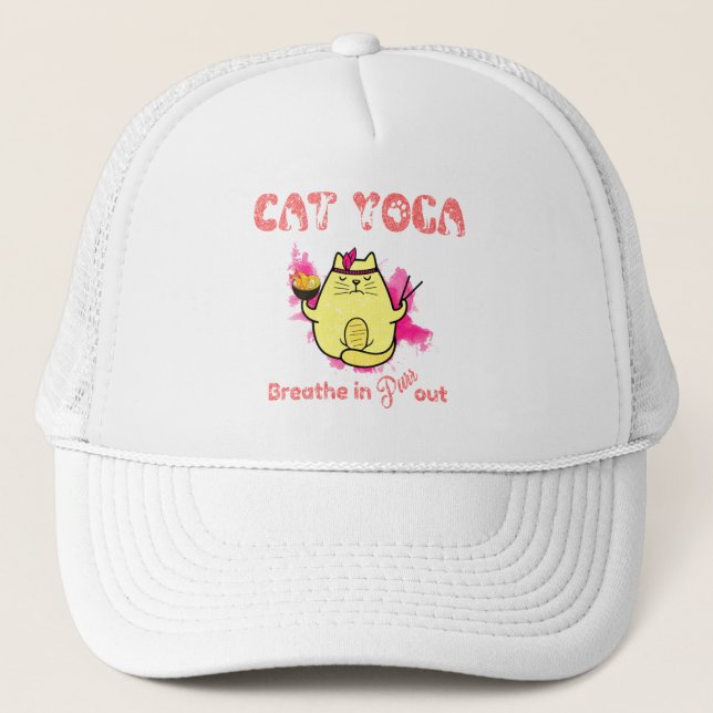 Casquette Cute Cat Yoga - "Respirer, Purr Out" (Devant)