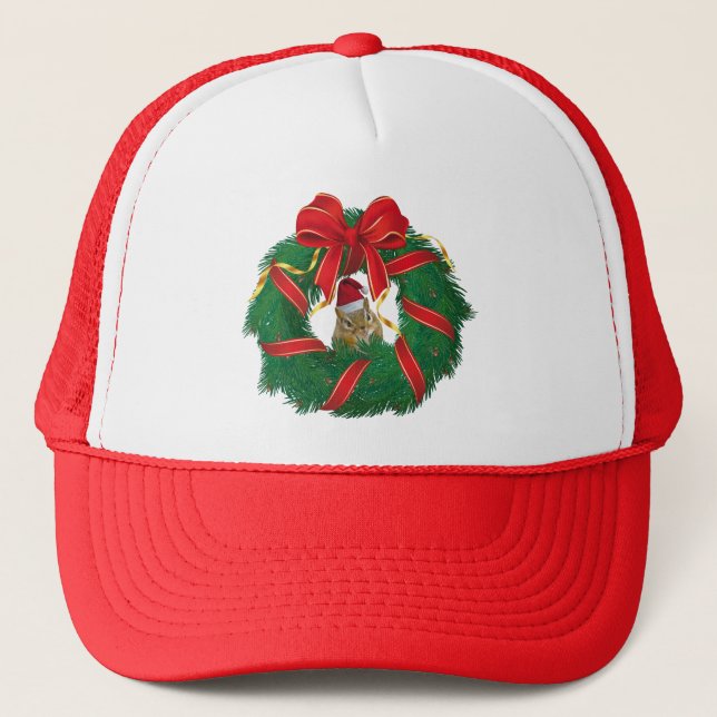 Casquette Cute Chipmunk couronne de Noël (Devant)