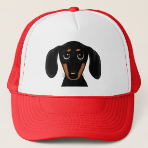 Casquette Cute couche lisse Noir et Tan Dachshund