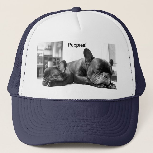 Casquette Cute | Drôle | Bulldog Puppies Trucker Chapeau (Devant)