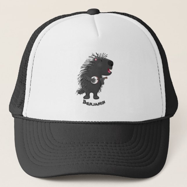 Casquette Cute drôle porc-épic avec dessin animé de banjo (Devant)