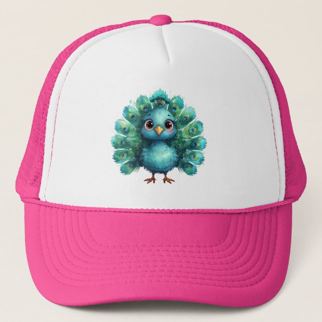 Casquette Cute Fantasy whimsical Blue Peacock (Devant)