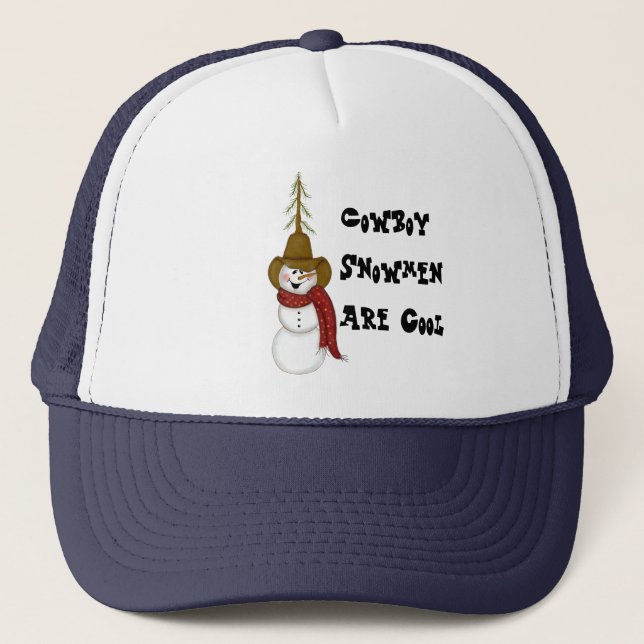 Casquette Cute Folk Art Cowboy Snowman (Devant)