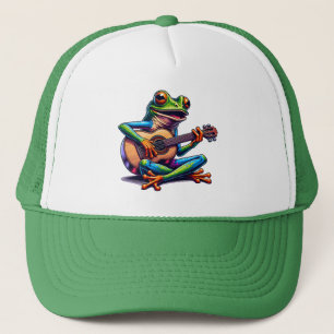 Casquette Cute Frog Jouer une guitare