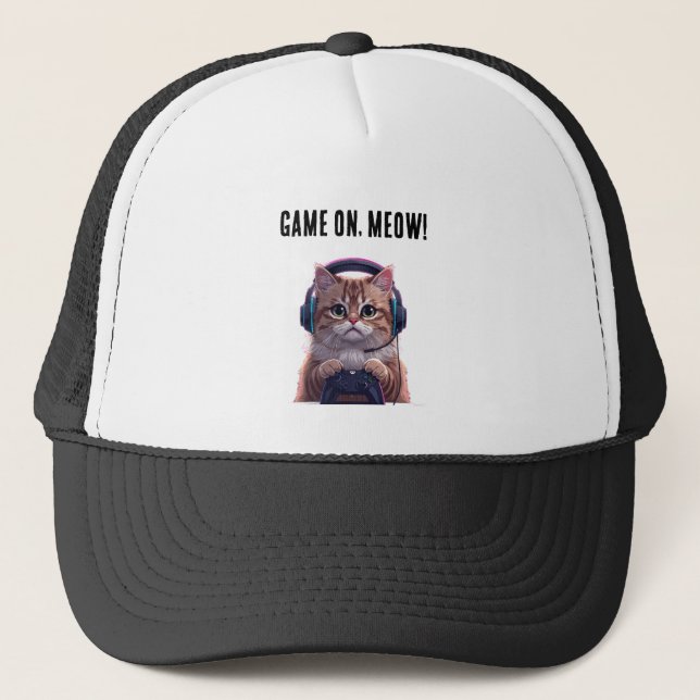 Casquette Cute Gamer Cat Kids Cap – Funny Gaming Kitten Hat (Devant)