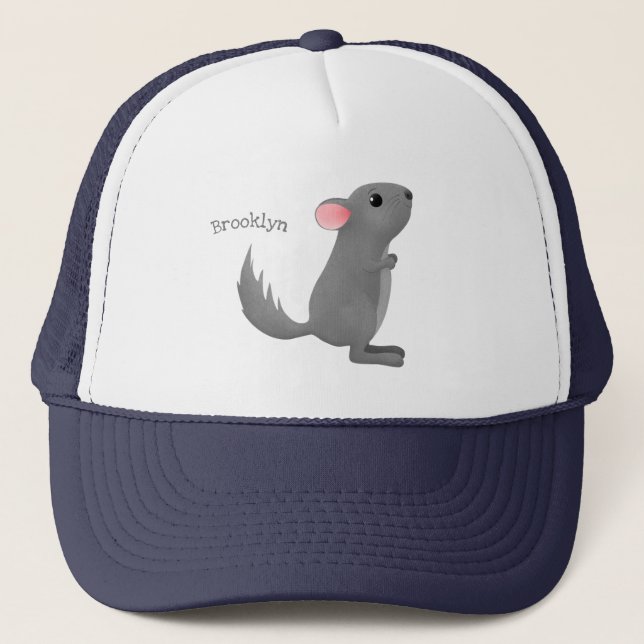 Casquette Cute grey chinchilla cartoon illustration  (Devant)