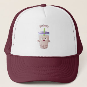 Casquette Cute happy bubble tea boba cartoon character