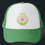 Casquette Cute happy cauliflower vegetable cartoon<br><div class="desc">This cute happy cauliflower is full of vegetable fun! Drawn in happy cartoon style for veggie lovers!</div>