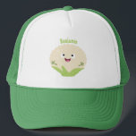 Casquette Cute happy cauliflower vegetable cartoon<br><div class="desc">This cute happy cauliflower is full of vegetable fun! Drawn in happy cartoon style for veggie lovers!</div>