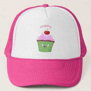 Casquette Cute happy cupcake cartoon illustration