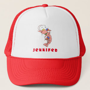 Casquette Cute happy shrimp, prawn cartoon