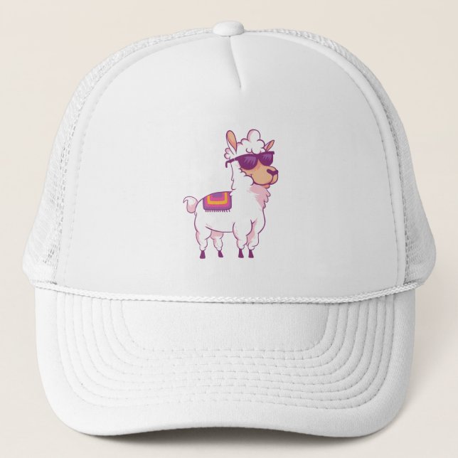 Casquette Cute Llama Alpaca en lunettes de soleil (Devant)