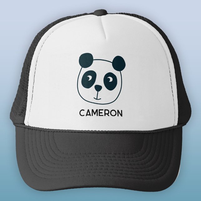 Casquette Cute Ours Panda Personnalisé (Fun kawaii panda bear trucker hat with personalized name)
