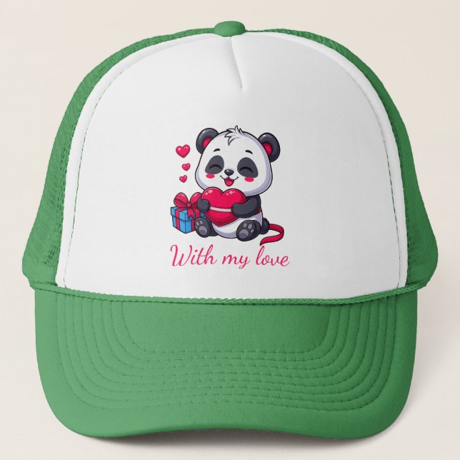 Casquette Cute Panda Hugging Heart (Devant)
