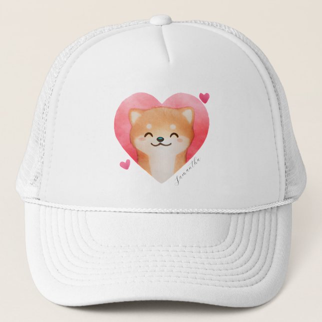 Casquette Cute Shiba Inu dans un coeur (Devant)