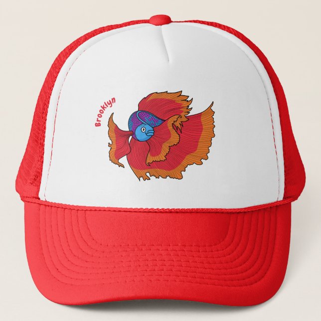 Casquette Cute Siamese combat poisson betta dessin (Devant)