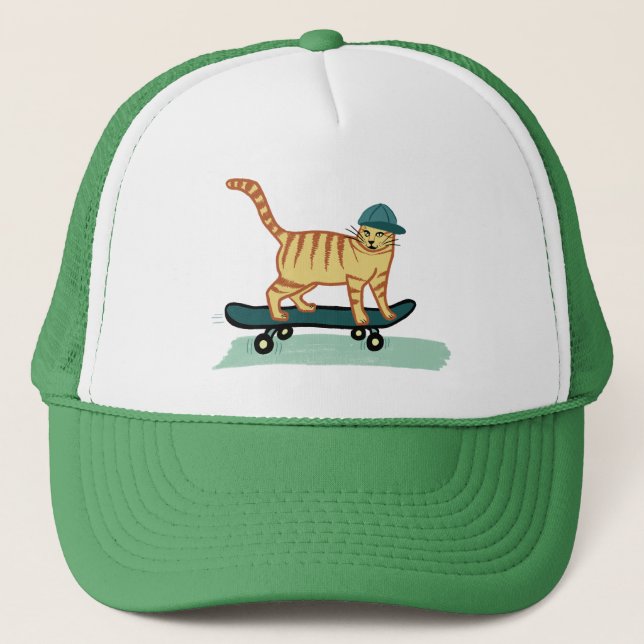 Casquette Cute Skateboard Tabby Cat (Devant)