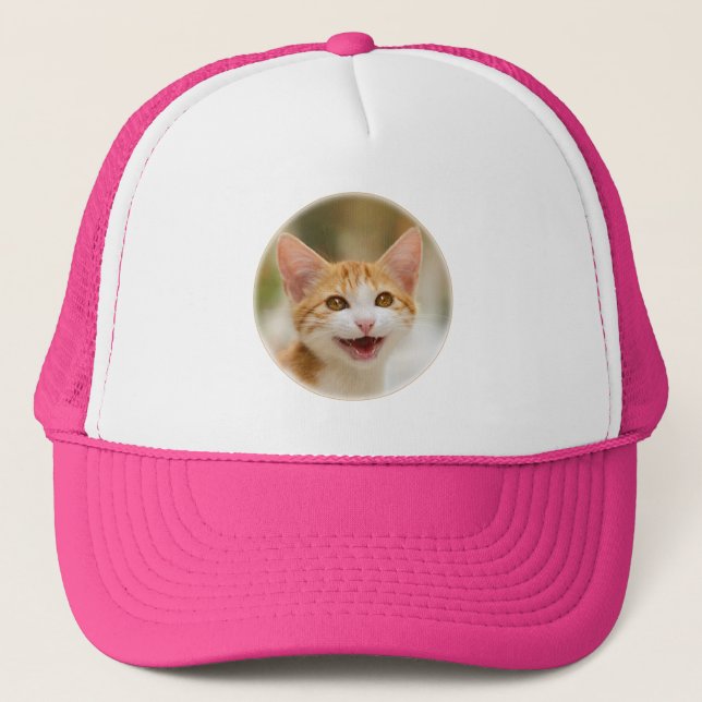 Casquette Cute Smiling Kitten Face Funny Cat Meow (Devant)
