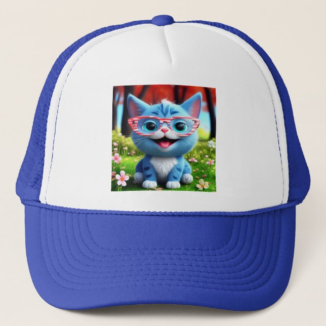 Casquette Cute souriant bleu Kitten-55665 (Devant)