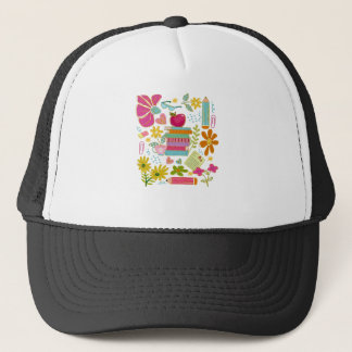 Casquette Cute Teacher Doodle Art – Books, Flowers & School