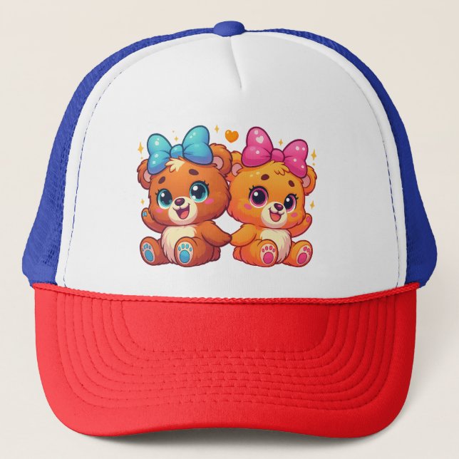 Casquette Cute Twin Teddy Bears (Devant)