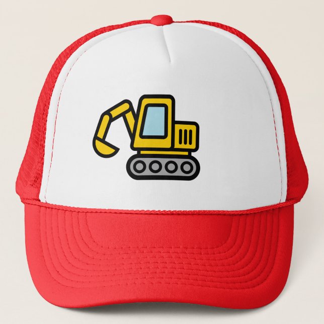 Casquette Cute yellow excavator illustration trucker hat (Devant)