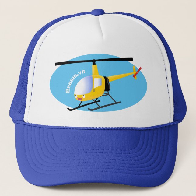 Casquette Cute yellow happy cartoon helicopter (Devant)