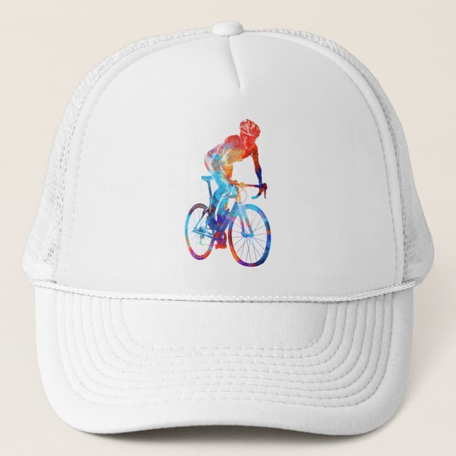 Casquette Cycling Road Bicycle Watercolor Painting (Devant)