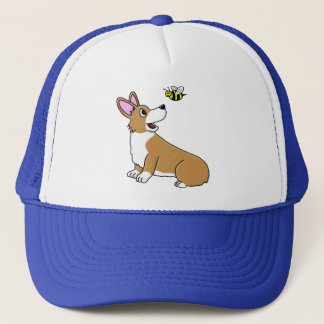 Casquette d'abeille de corgi de bande dessinée