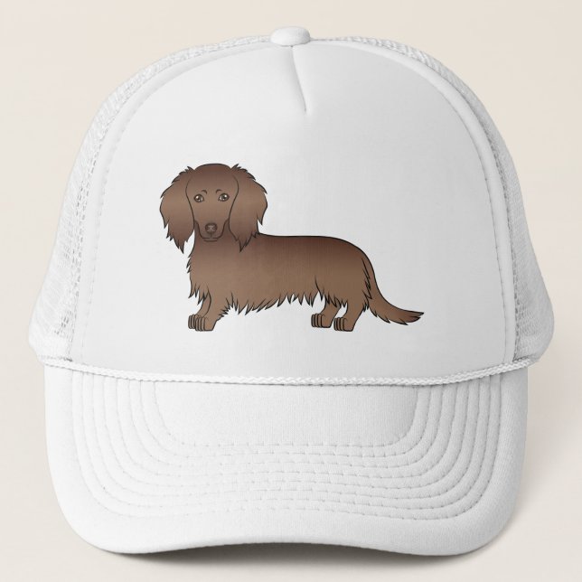 Casquette Dachshund à longs poils au chocolat Chien de dessi (Devant)