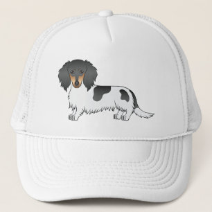 Casquette Dachshund à poils longs piebalds noir et feu