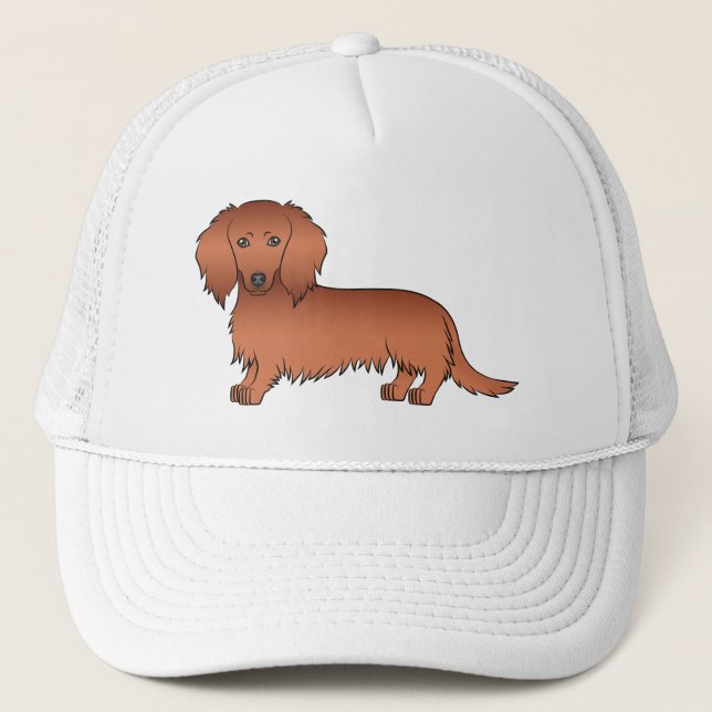 Casquette Dachshund de dessin animé mignon aux longs cheveux (Devant)