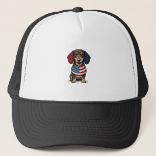 Casquette Dachshund patriotique gravure vintage vecteur créa