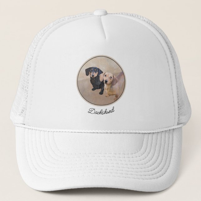 Casquette Dachshund (Smooth) Peinture - Art Chien original (Devant)