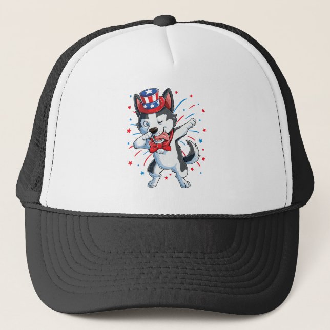 Casquette Dada Siberian Husky 4th of July Shirt (Devant)