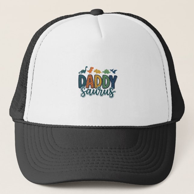 Casquette Daddy Saurus Conception de vecteur de papa dinosau (Devant)