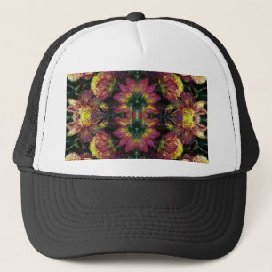 Casquette Dahlias jaunes et roses