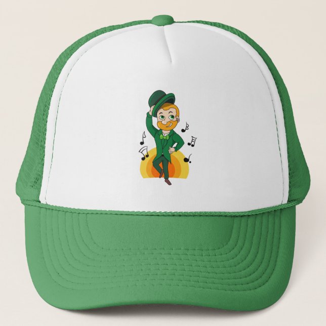 Casquette Dancing leprechaun, dessin animé de la Saint Patri (Devant)