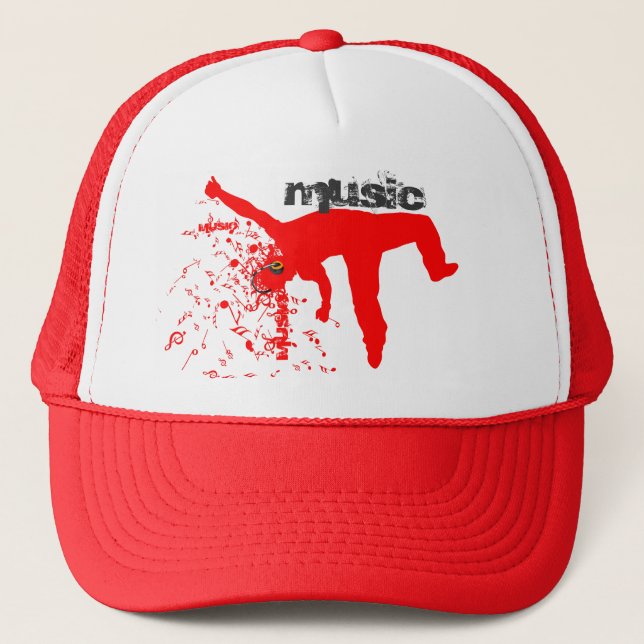 Casquette Dancing Man, Red Silhouette Music Concept Design 2 (Devant)