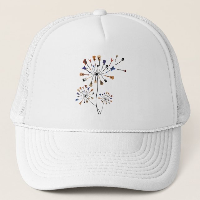 Casquette Dandelion Fleurs Musique Lover Cadeau Pour Guitari (Devant)