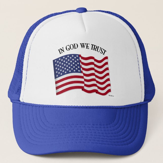 Casquette Dans Dieu nous faisons confiance pour le drapeau (Devant)