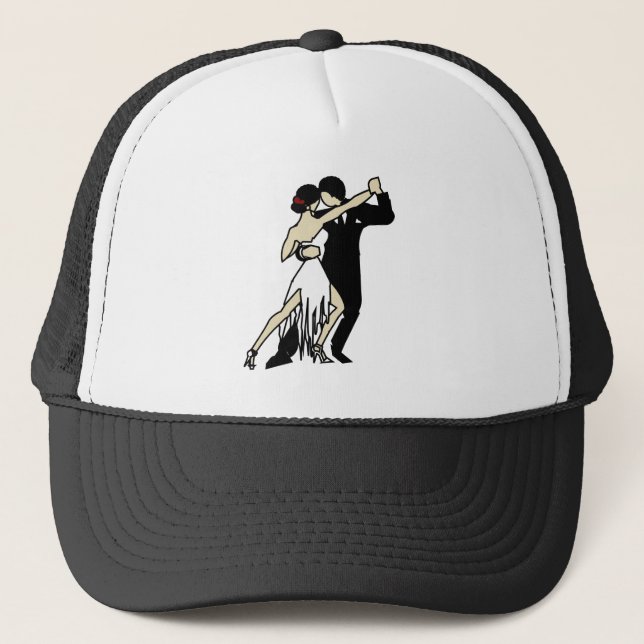 Casquette Danseurs de tango noir et blanc de style rétro (Devant)