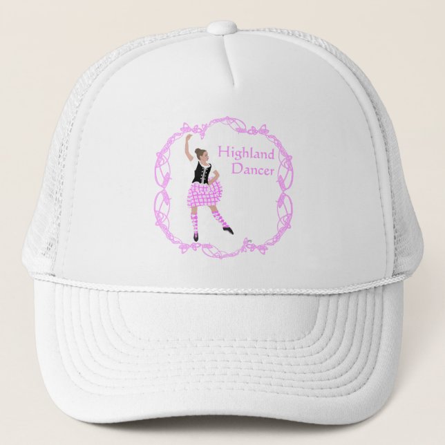 Casquette Danseuse des Highlands Écossais Nœud Celtique Rose (Devant)