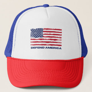 Casquette Dark Vintage USA Drapeau Défendre America Trucker