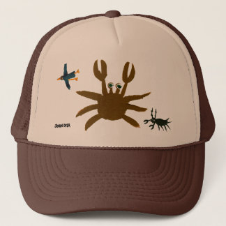 Casquette d'art : Crabe, insecte, oiseau. Brun