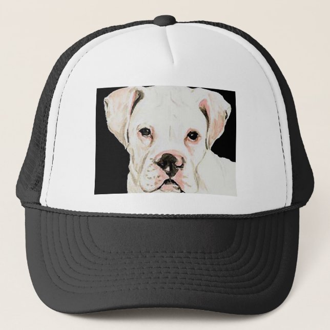 Casquette d'art de chien "de boxeur blanc" (Devant)