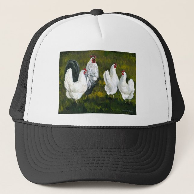 Casquette d'art de "coq et de poules" (Devant)