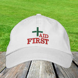 Casquette de base-ball brodé de premiers secours V<br><div class="desc">Casquettes brodés : casquette classique de baseball avec le texte "PREMIER SOUTIEN" pour les premiers aidants,  personnel d'aide,  organisateurs d'événements,  personnel médical</div>