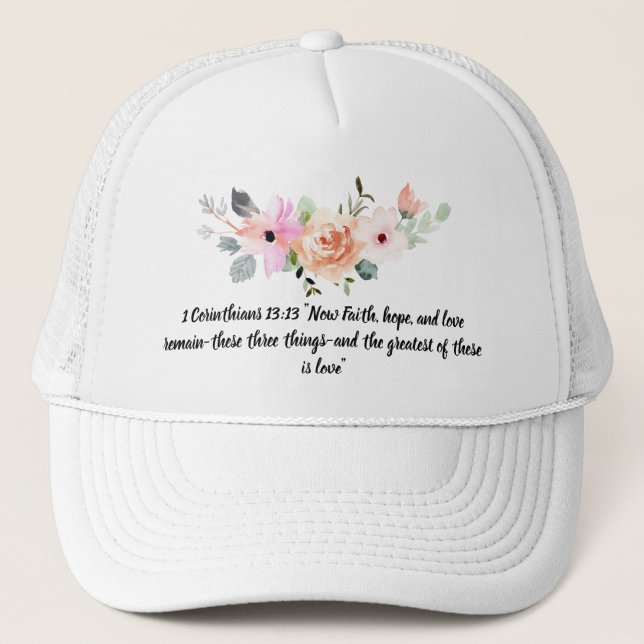 casquette de baseball "Bouquet de fleurs et verset (Devant)