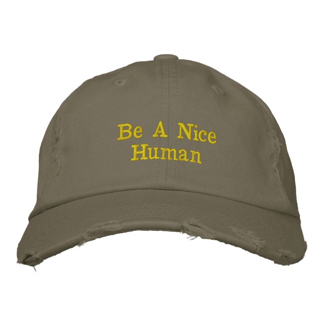 Casquette de baseball brodée 'Be a Nice Human' (Devant)